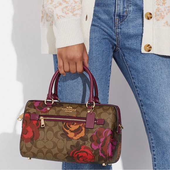 NWT Coach Rowan Satchel In Signature Canvas With Jumbo Floral Print - Picture 9 of 12